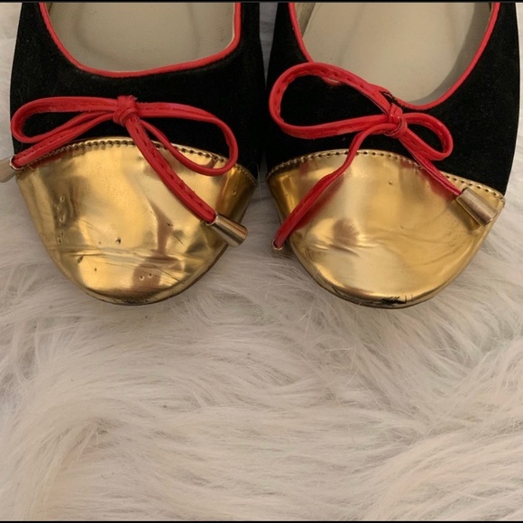 🌈5/$25🌈Adorable black,gold,pink flats size 7-8 - Picture 3 of 6